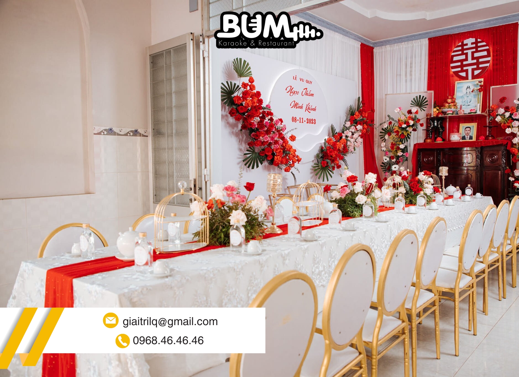 Trang trí cho tiệc cưới tại gia